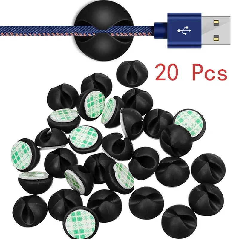 

20 Pcs Cable Winder Organizer Cable Clip Desk Tidy Organiser Wire Cord USB Charger Cord Holder Organizer Holder Secure Table Hot