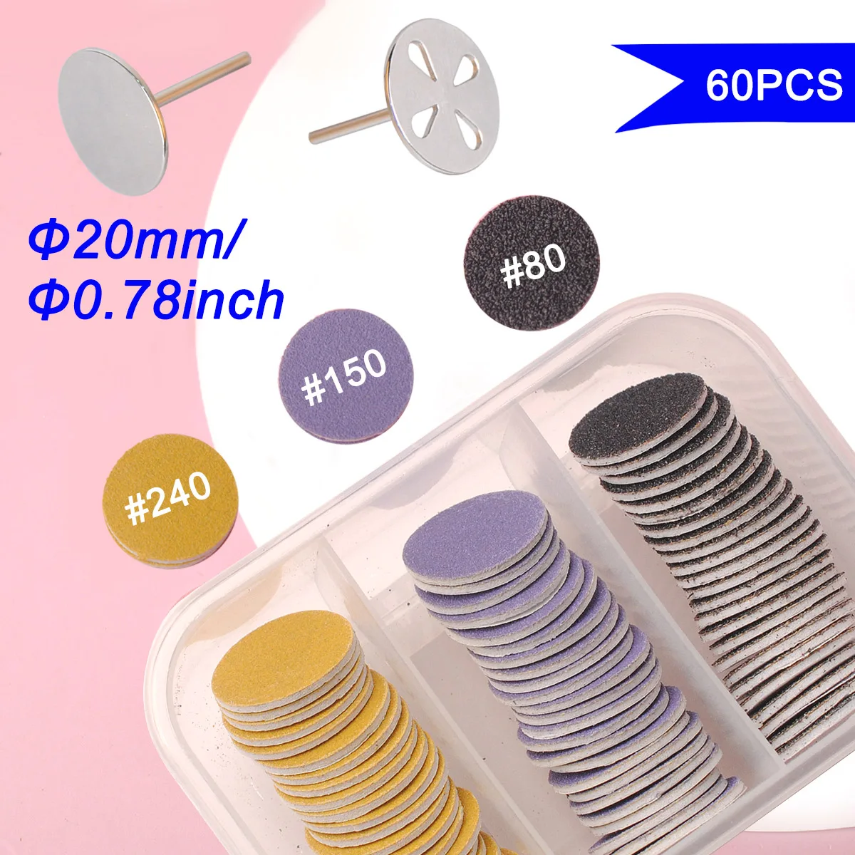 60 шт./коробка пилки для педикюра 20 мм 80/150/24