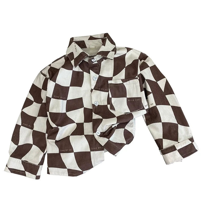 

Korean Casual Plaid Shirt for Girls Boys Autumn Kid Top Toddler Blouses Shirts 2022 Children's Clothing