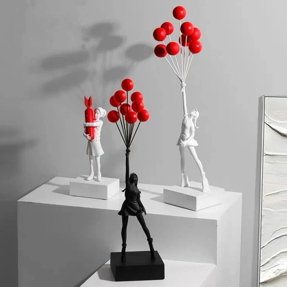 

And Balloon Room Flying Balloon Statuettes Figurines Girl Girl Home Sculptures Decorat Living Sculptures Banksy Decoration