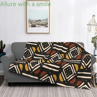 african mudcloth pattern print blanket bohemian boho vintage bedspread super soft winter spread sofa bed fleece bedding picnic