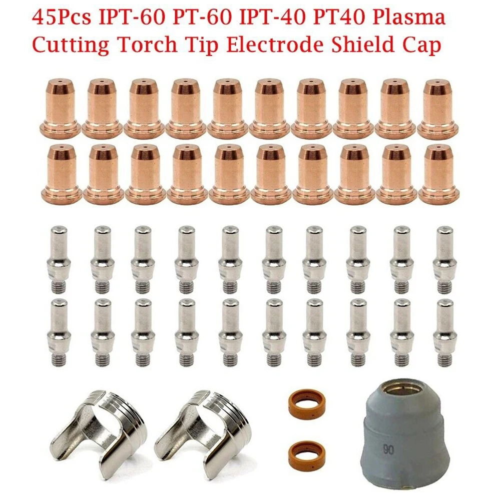 

AIC WELDER IPT-60 PT-60 IPT-40 PT40 Plasma Cutting Torch Tip Electrode Kit 45pcs Plasma Cutting Electrode Nozzle/tip Set