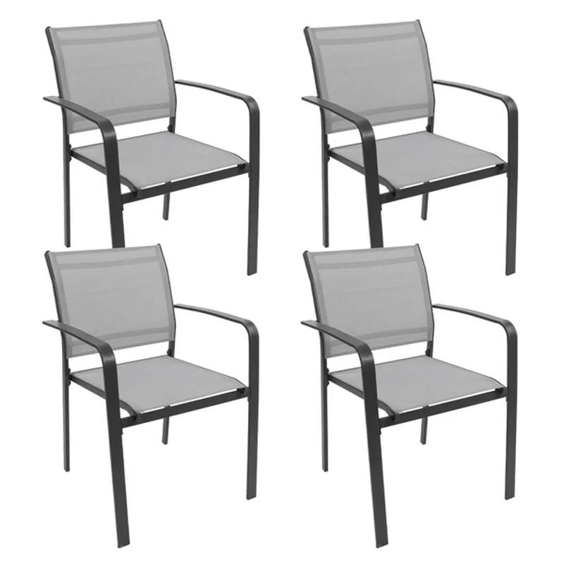 

Dining Chairs Set of 4, Indoor Outdoor Chair with Textilene Fabric Metal Frame, Ergonomic chair for Patio Garden Dining Room