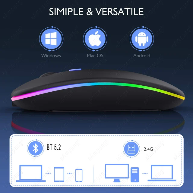 5.2 BT Wireless Mouse for Apple Macbook Air Xiaomi Pro Mouse For Huawei Matebook Laptop Notebook Computer iPad Tablet MatePad 2