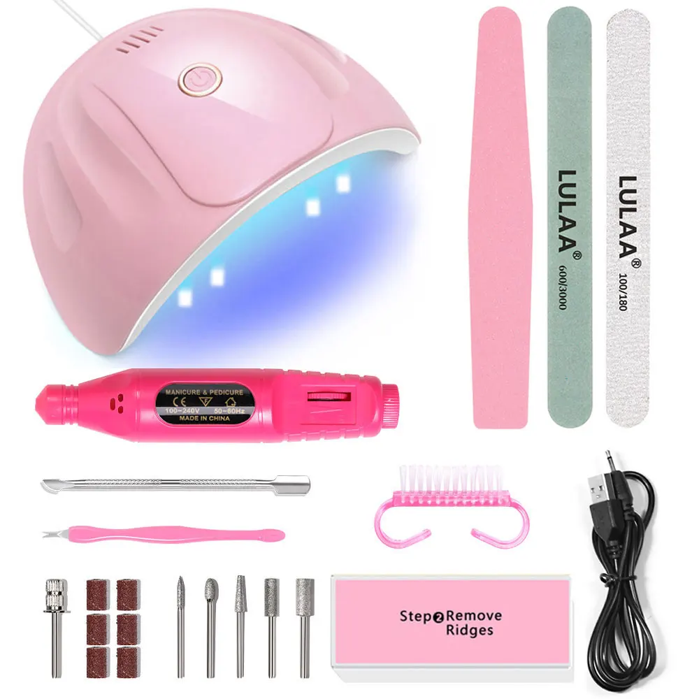 

HALAIMAN Professional Nail Care Set With Uv Led Lamp Nail Art Accessories And Tools Electric Nail Drill Machine Drill Bits Kits