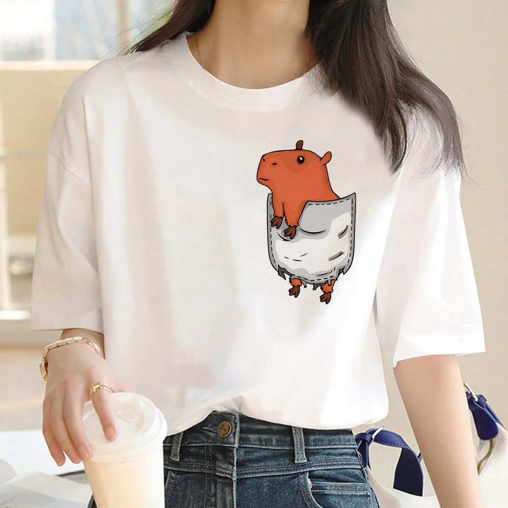 

Capybara top women comic tshirt female y2k anime clothes
