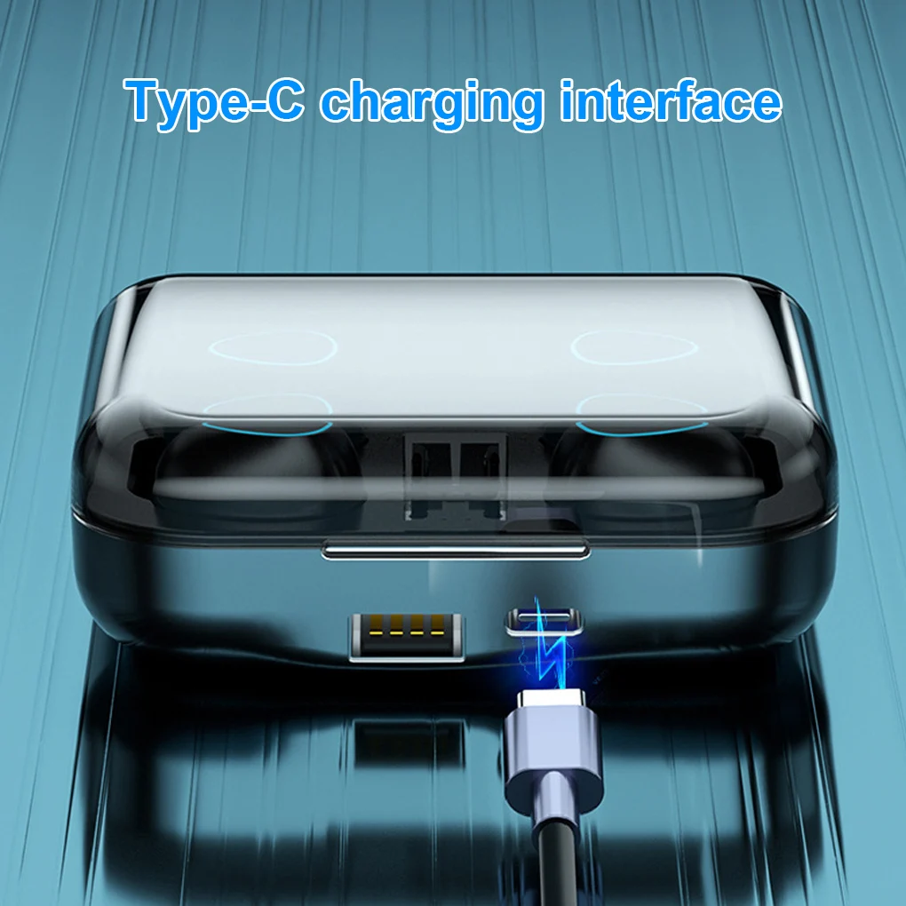 

Earbuds Display Earphones Rechargeable Hands-free Noise Cancelling Music Smart Headset Bluetooth-compatible Headphones