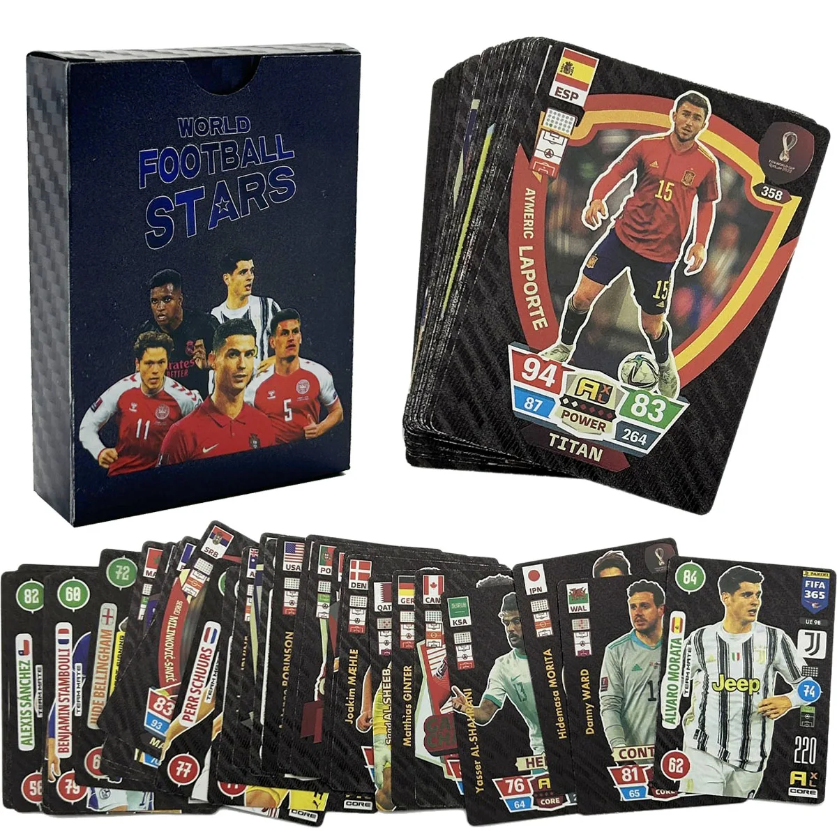 

5-55Pcs Black Ballsuperstar Cards Football Star Limited Signature Collection Trading Card Children Fans Gift