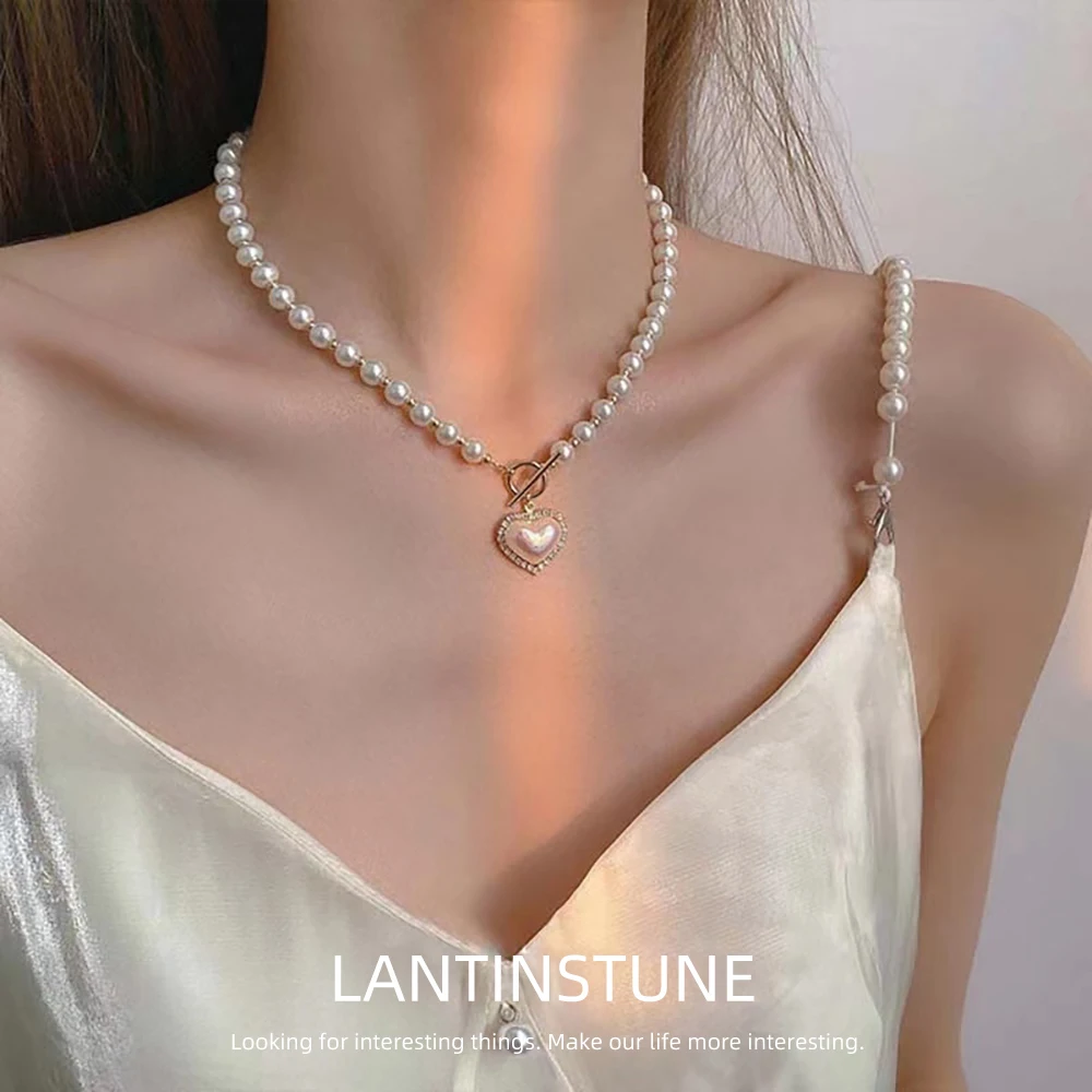 Цепочка с кулоном в форме сердца Женская роскошное ожерелье искусственным