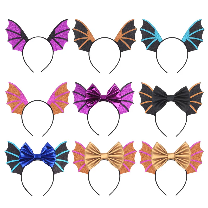 

Fashion Halloween Demon Bat Wings Headband Hair Bows Ears Headbands Women Kids Ghost Festival Party Girls Cosplay Hairband Gifts