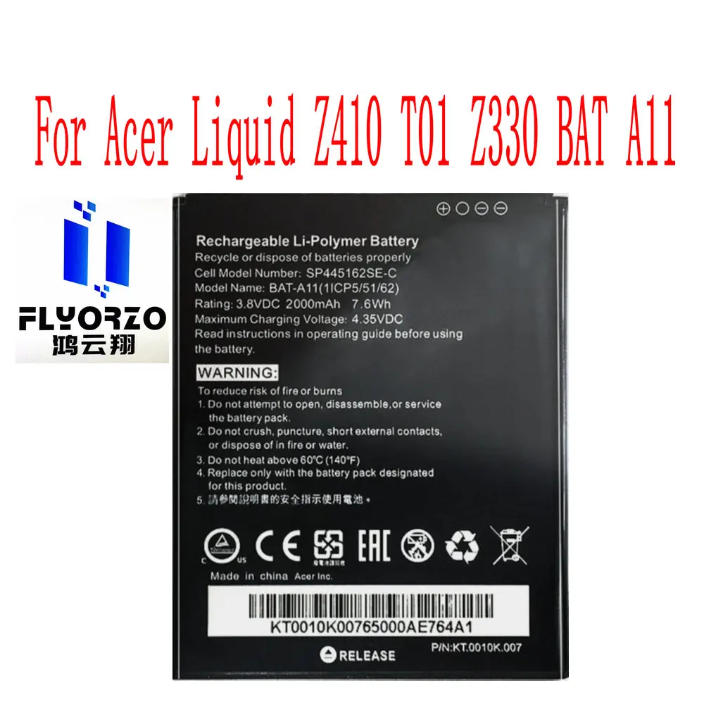 

NEW High Quality 2000mAh BAT-A11 Battery For Acer Liquid Z410 T01 Z330 BAT A11 Mobile Phone