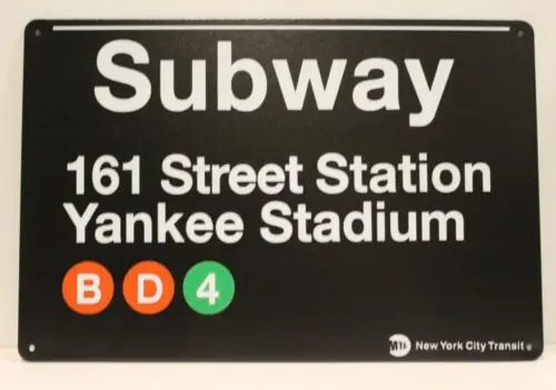 Оловянный металлический знак New York Yankee Stadium Stop 161 уличная станция MTA NYC XZ