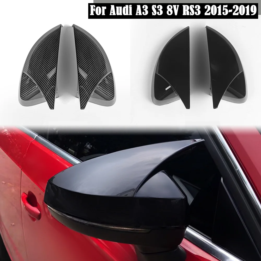 

For Audi A3 S3 8V RS3 2014 2015 2016 2017 2018 2019 2020 RearView Mirror Case Cover Carbon Fiber Look / Glossy Black Car Styling