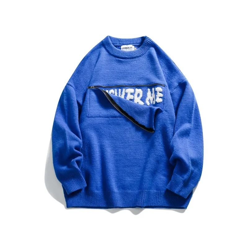 Осенний Повседневный модный мужской пуловер с круглым вырезом свитер свободного