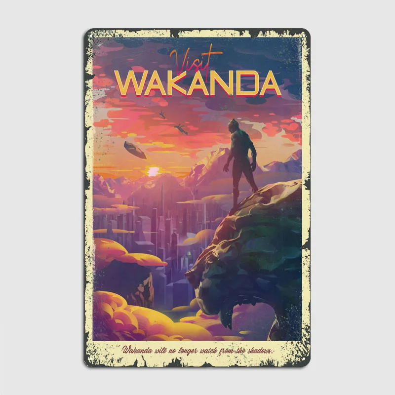 Плакат Wakanda украшение для спальни индивидуальные ретро металлические жестяные