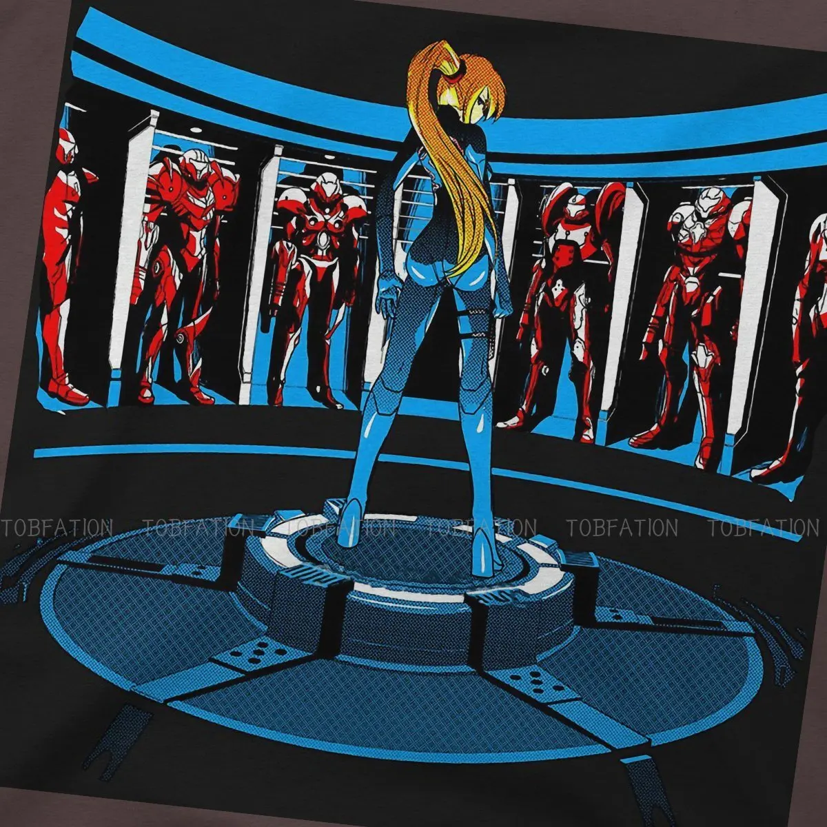 Мужская футболка из ткани Super Metroid Samus с круглым вырезом |