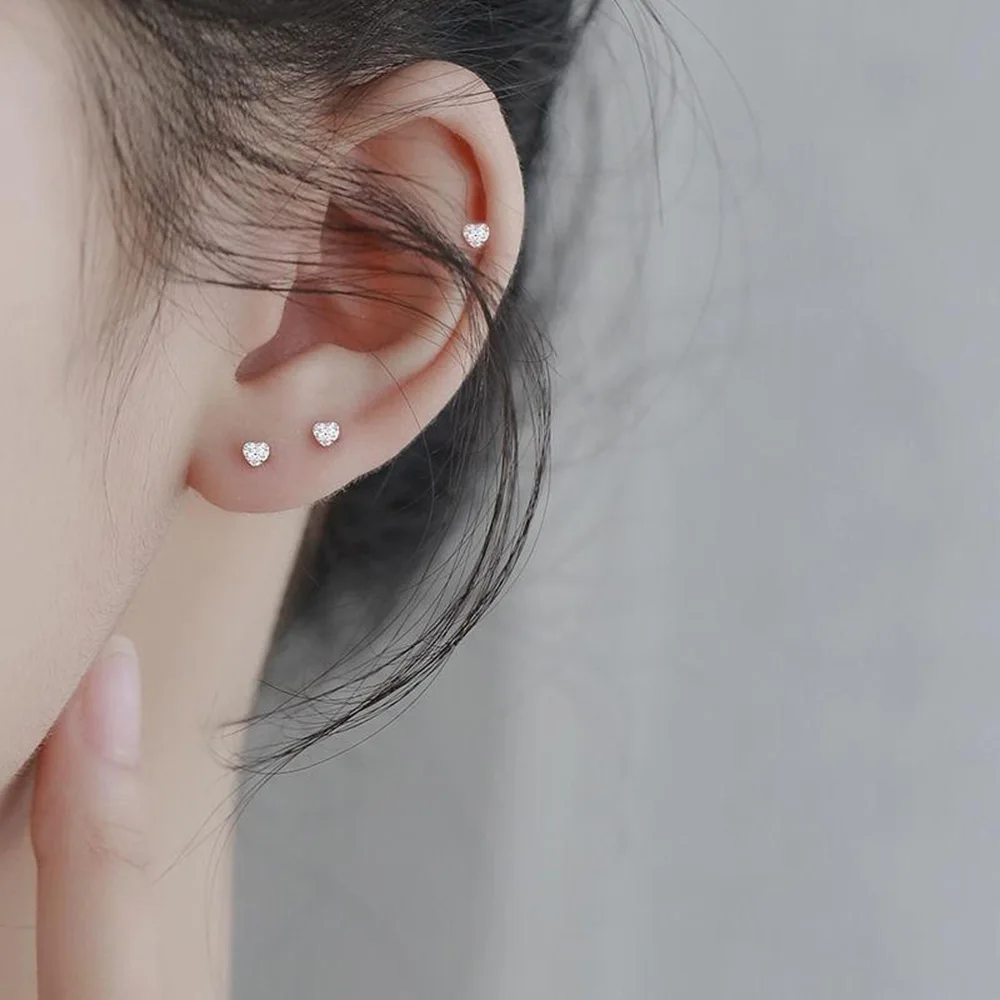 

New Fashion Trend Mini Simple Exquisite Love Stud Earrings Women's Wedding Jewelry Party Gift Wholesale