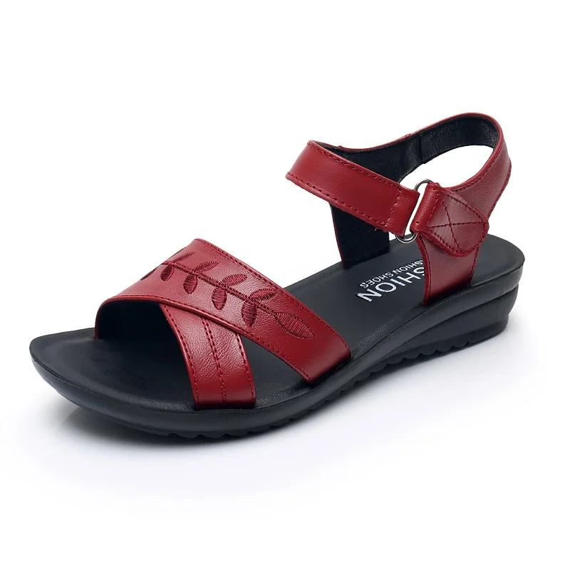 black walking sandals womens summer flat shoes mom simple cross strappy sandals casual female shoes woman sling back sandal new