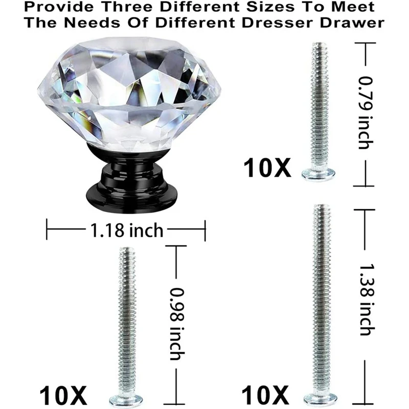 

10 шт., стеклянные ручки для шкафа, 30 мм