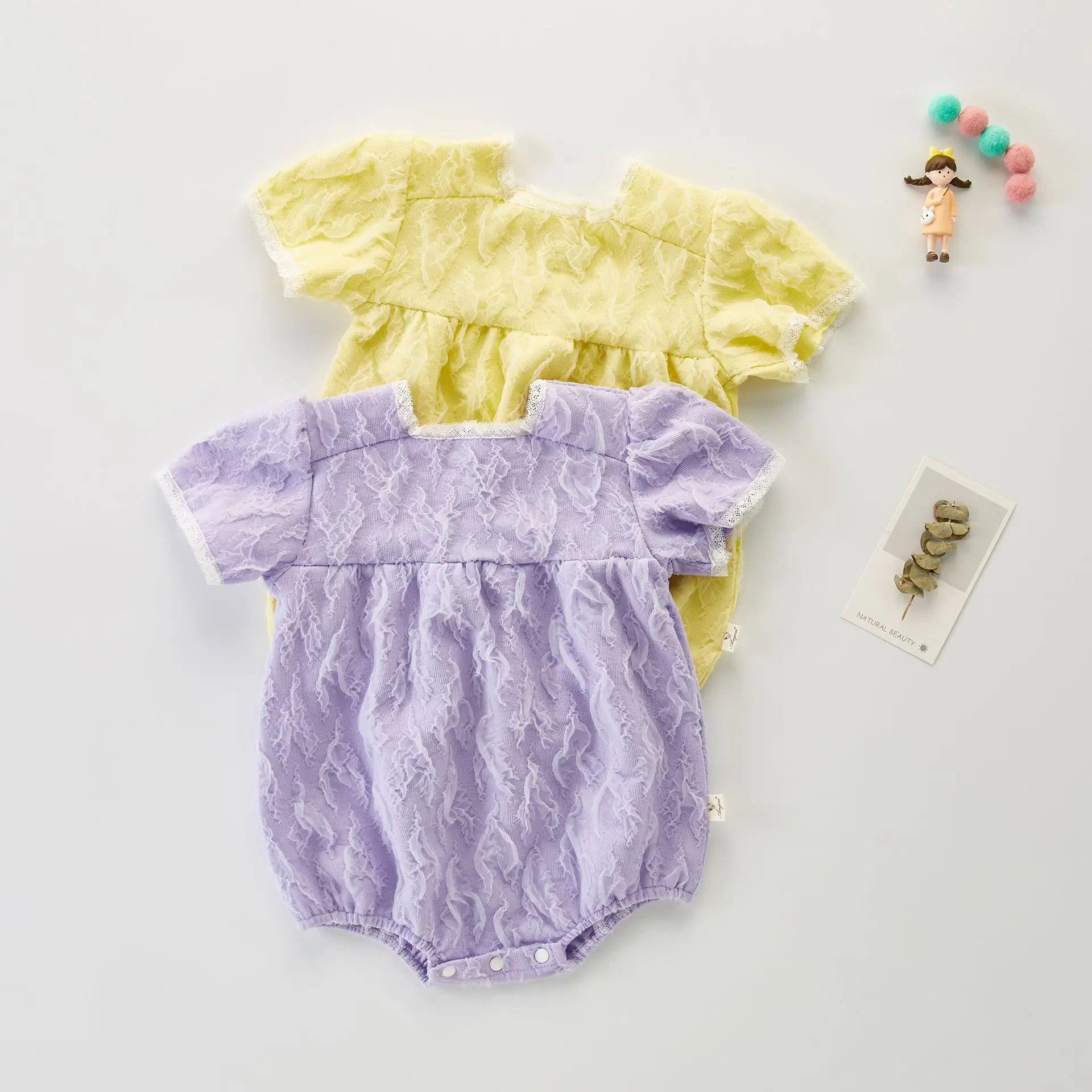 RiniLucia Baby Girl Clothes Summer Baby Romper Short Sleeves Sweet Baby Clothing One Piece Summer Baby Clothes Girl Jumpsuits