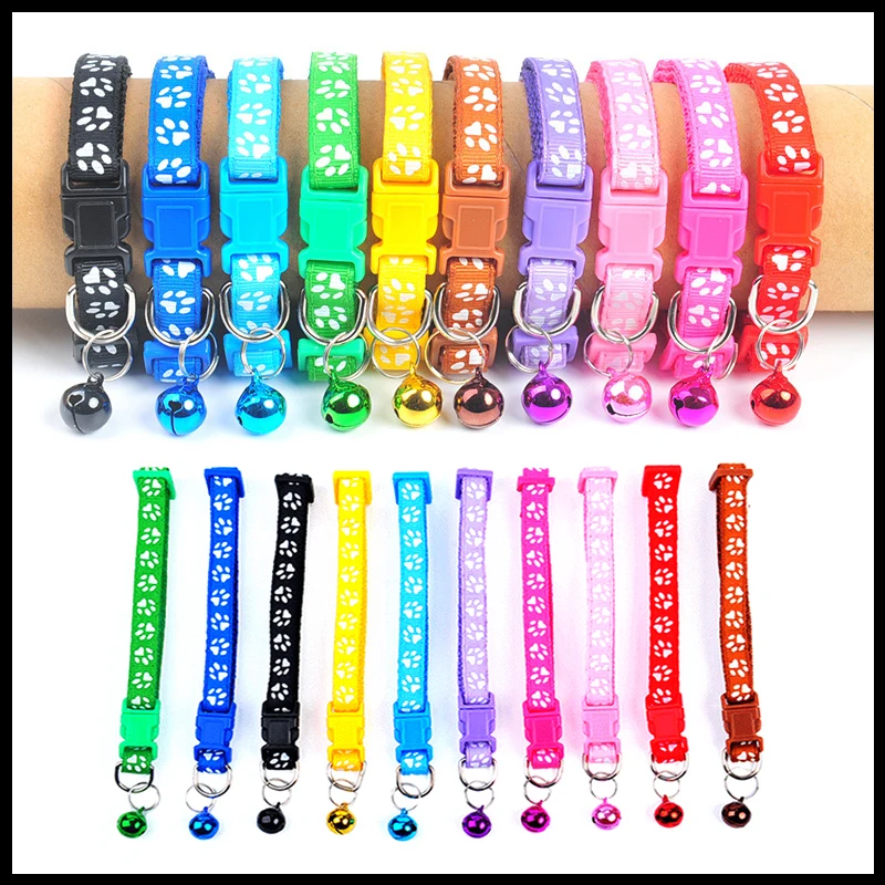 

2/4/5PCS Colorful Buckle Cat Collar Pet Collar Kitten Dog Collar Adjustable Cat Necklace Pepper Spray Universal Footprint Bell