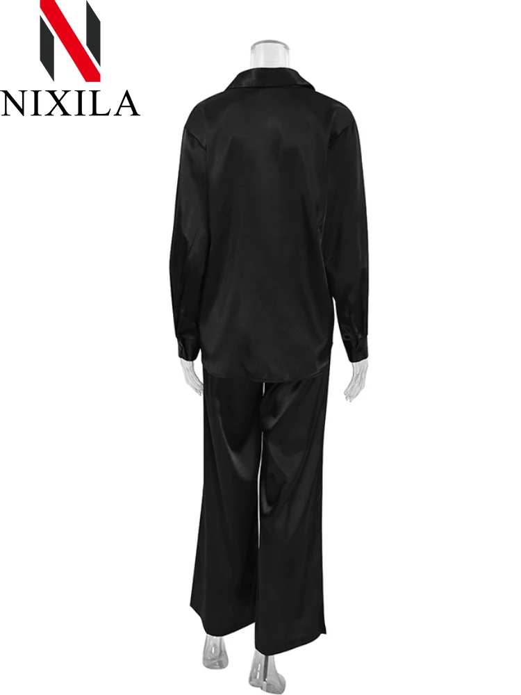 Новые летние свободные атласные комплекты из 2 предметов Женская Сексуальная