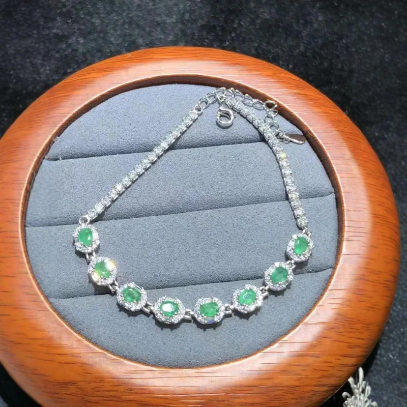 Натуральный Изумрудный браслет 925 серебряного цвета основной камень 3*4 м
