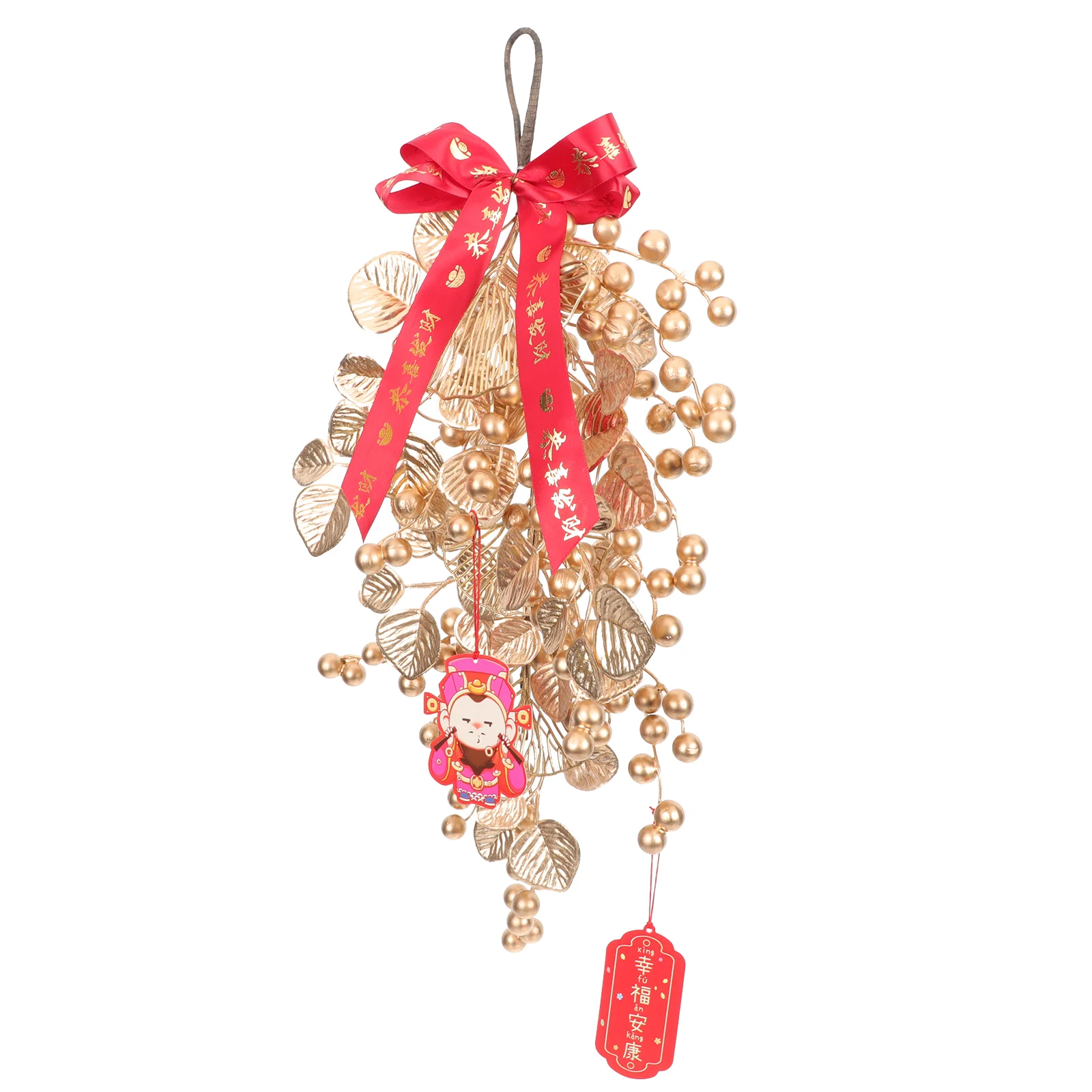 

Chinese New Year Hanging with Leaves and Berries Wreath Ornaments for Festival 2021 New Year Of The Ox