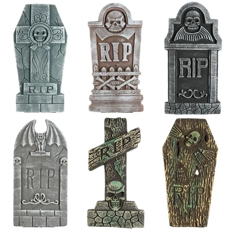 

6/8pcs Halloween Tombstone Decorations Realistic and Reusable Haunted House Yard Decorations and Accessories (random style)