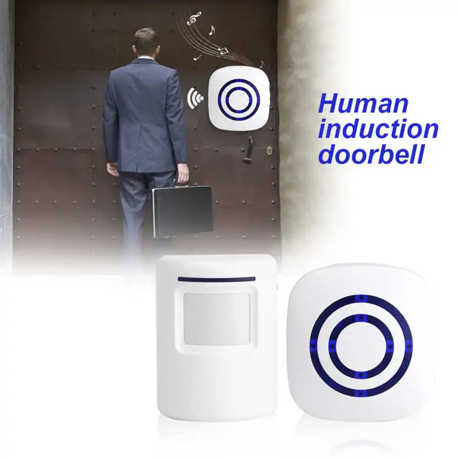 

Wireless Doorbell PIR Store Shop Welcome Motion Sensor Infrared Detector Induction Alarm Door Bell Waterproof Entry Doorbell