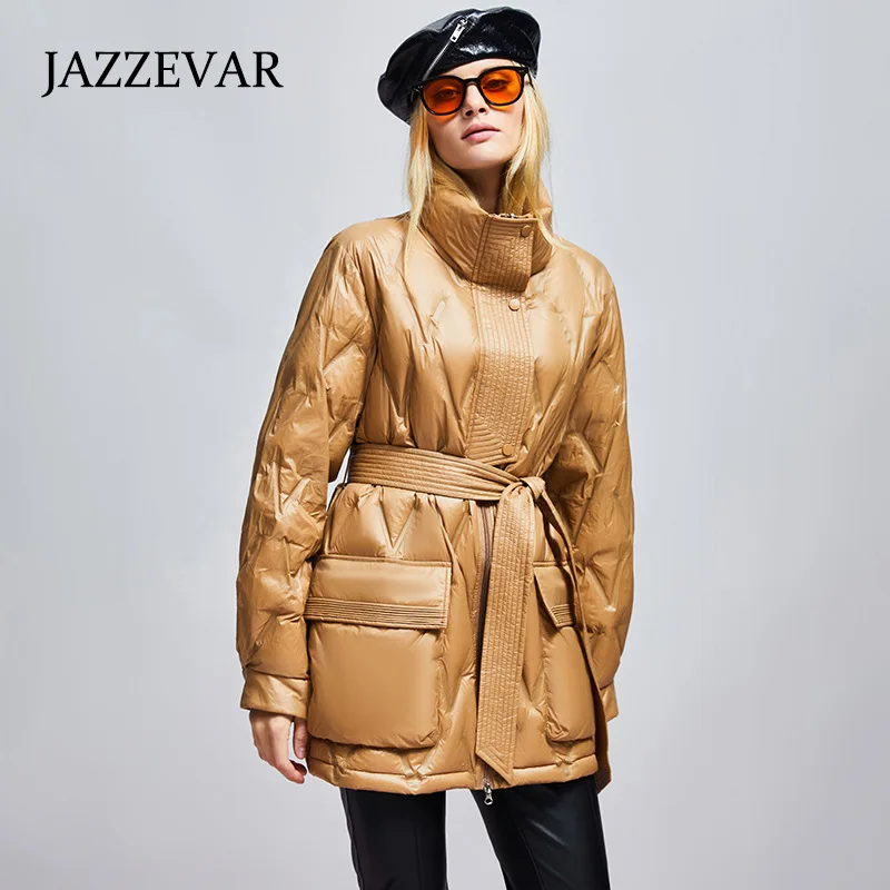 JAZZEVAR Ultra Light White Eiderdown Women's Down Jacket New Winter 2022 Stand-up Collar Ringer Warm Coat