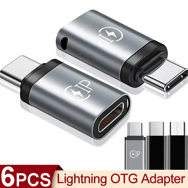 Adattatore Lightning 6/1Pcs Convertitore Di Ricarica Dati Maschio Da Femmina A Tipo C Per Iphone 15 14 13 12 Connettore Usb C Micro Usb Otg