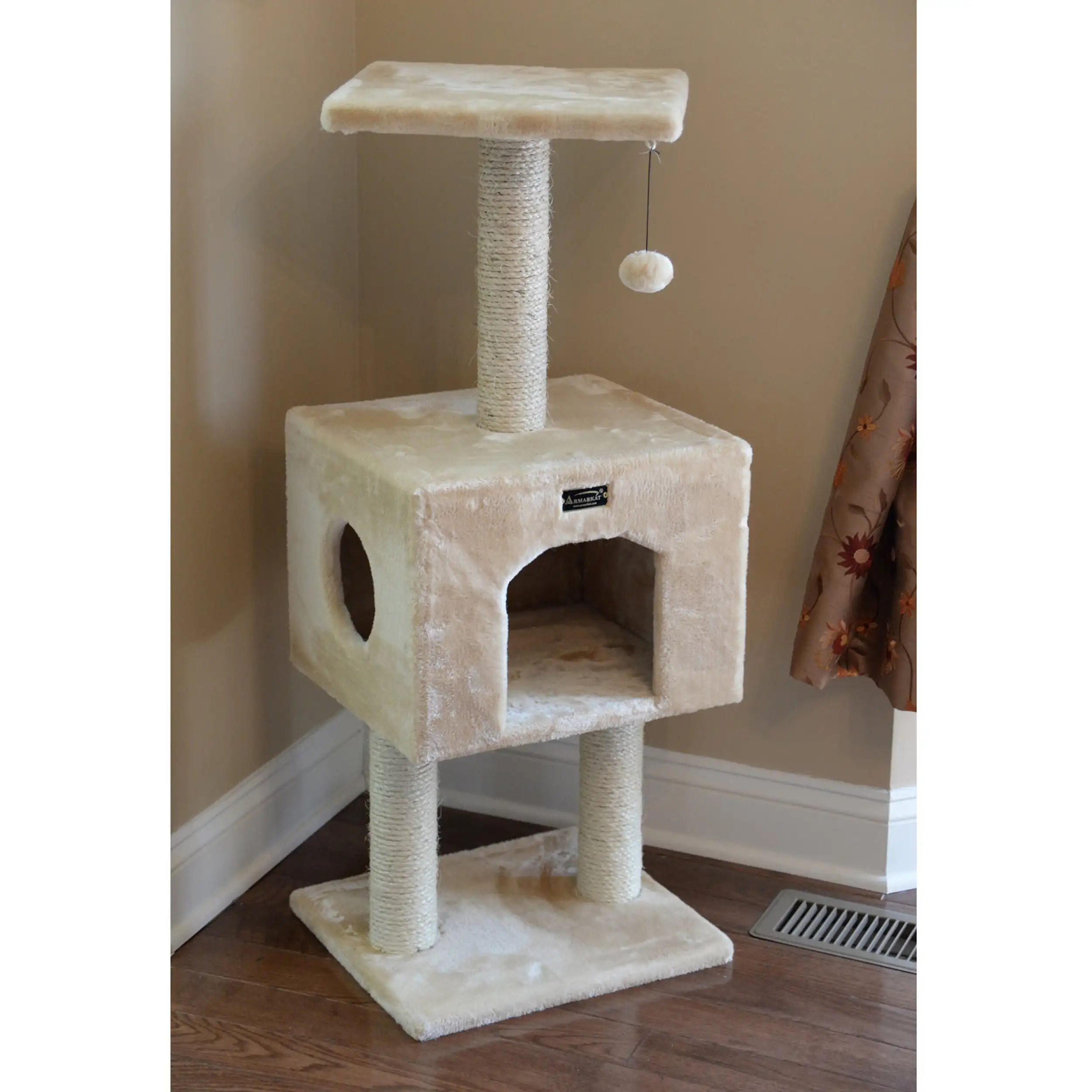 

wood Classic Cat Tree Model A4201, 42 inch Beige Toys Pet Accessories