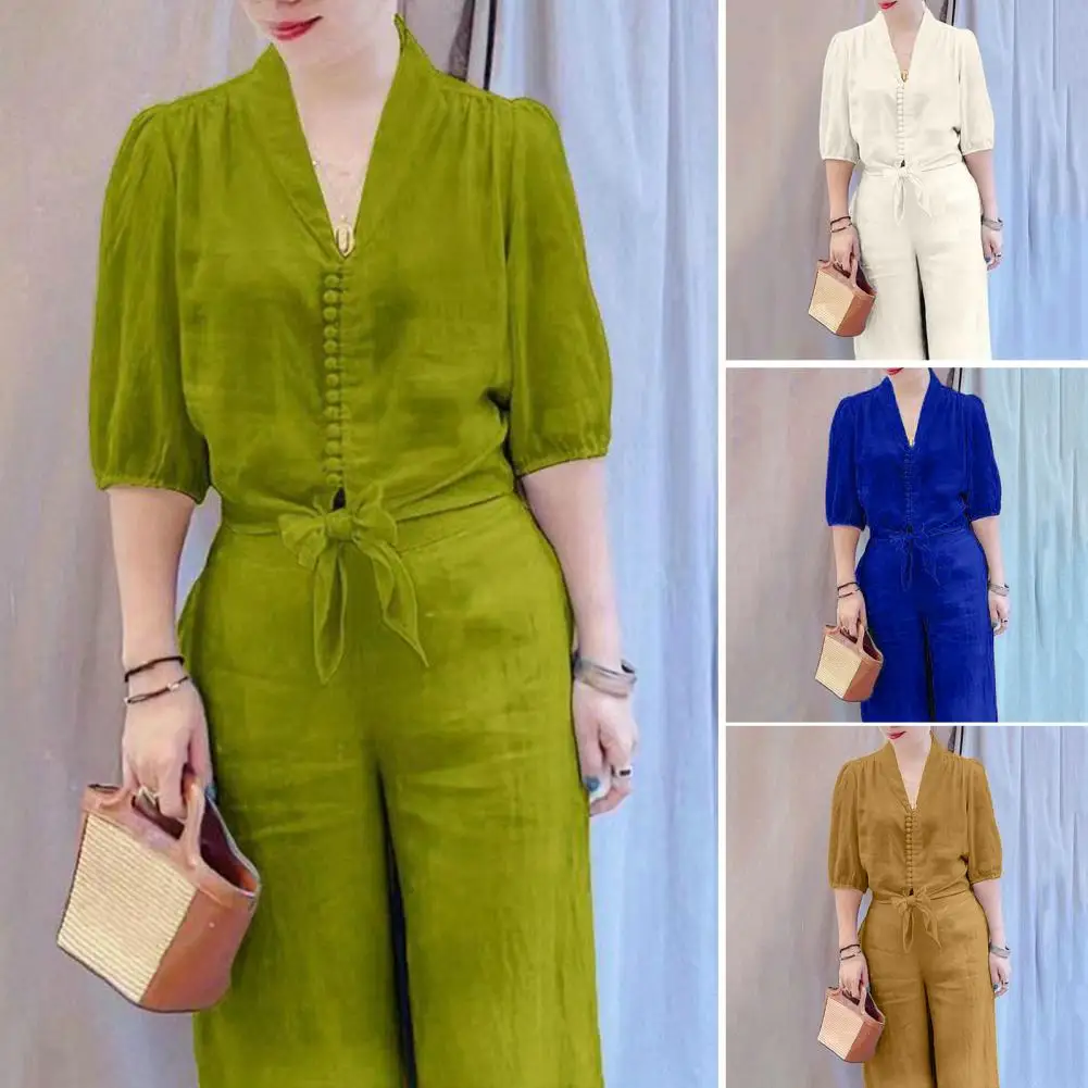 Женские комплекты из 2 предметов элегантные летние топы с V-образным вырезом и