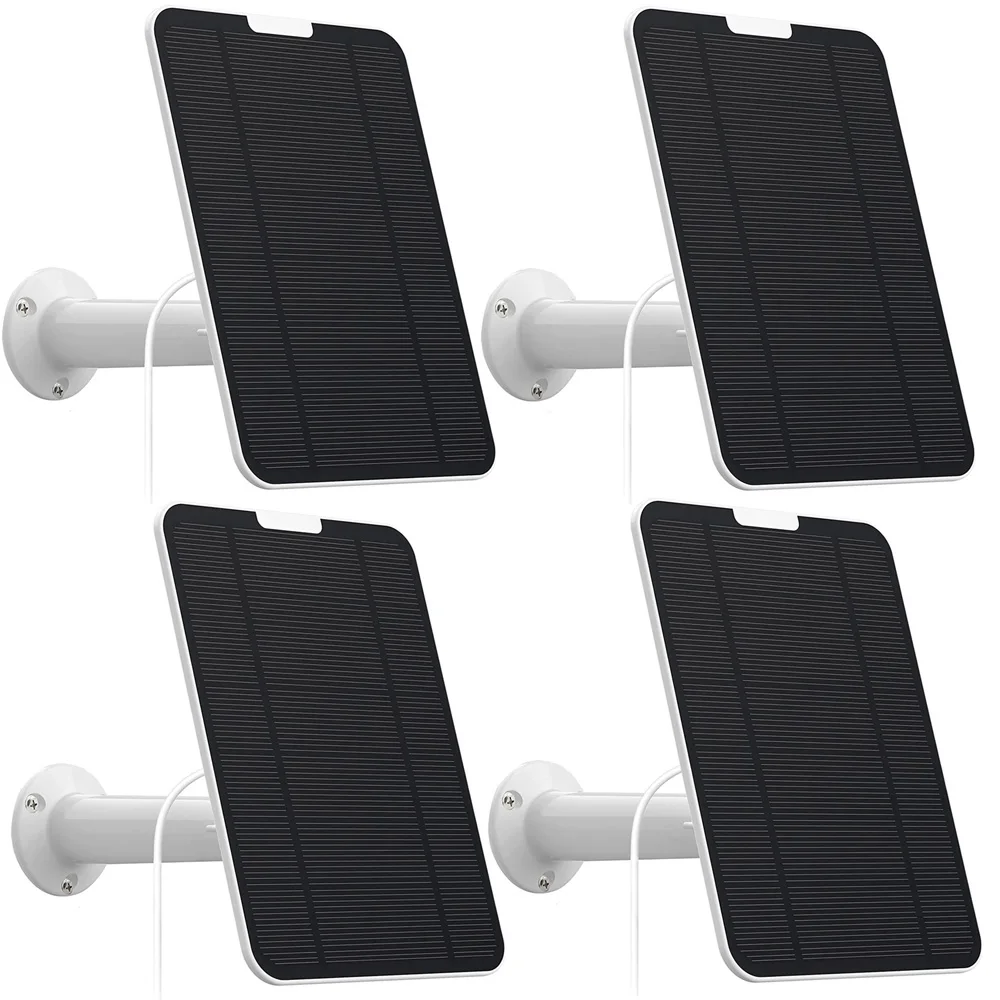 

4-Pack Waterproof Solar Panel for Surveillance & Security Camera Non-stop Charging Rechargeable Camera Eufy Reolink ZUMIMAL etc.
