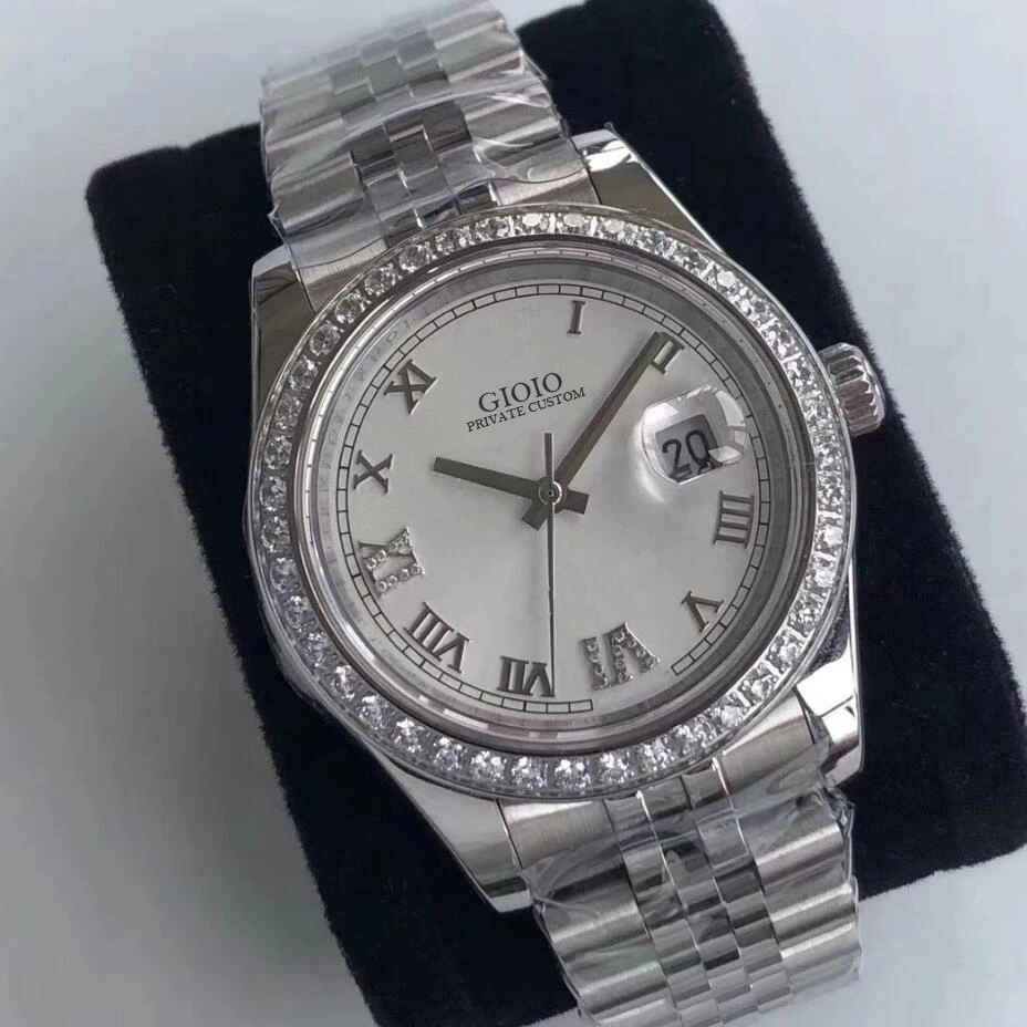 

Men Automatic Mechanical Watch diamonds black white