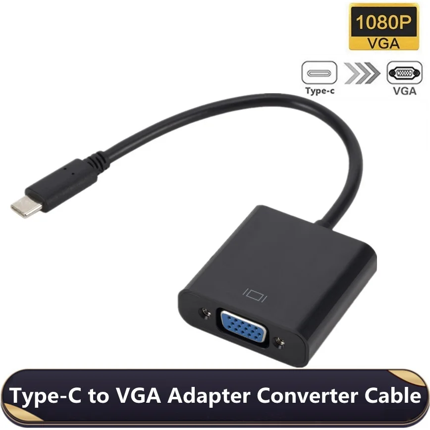 

PC Adaptor USB C USB 3.1 Type-C to Female VGA Adapter Converter Cable for MacBook Pro MacBook Air 2019 Samsung Galaxy S9/S8
