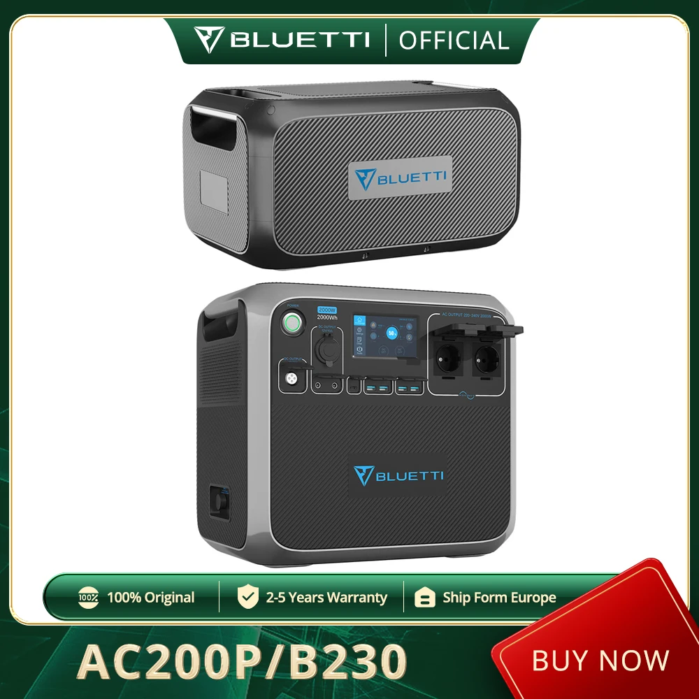 

[Official] BLUETTI AC200P 2000Wh/2000W Portable Power Station + B230 2048Wh Capacity Equipped Battery Power Bank Modules