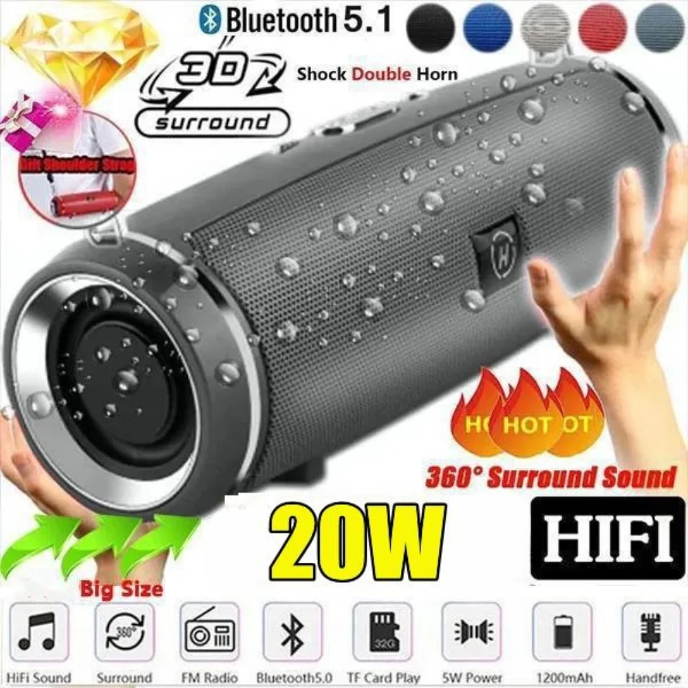 

Лучшая Bluetooth-Колонка 2023 года, улучшенная Водонепроницаемая уличная Hi-Fi-колонка с громким звуком, Беспроводная Bluetooth-Колонка