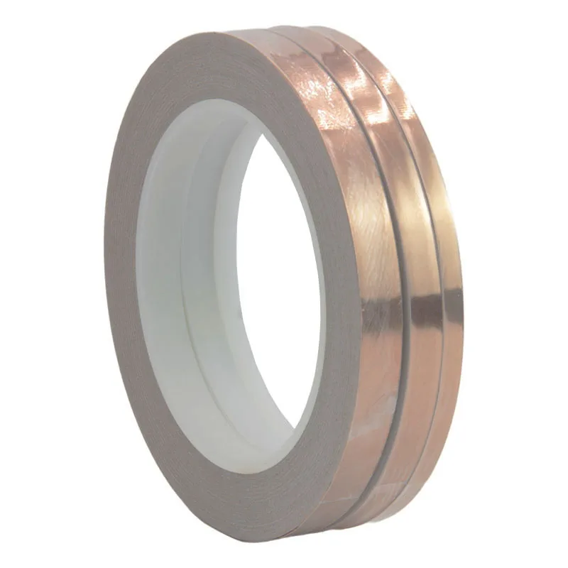 

DONGSENFA 20 метров односторонняя проводящая лента из медной фольги, клейкая лента для защиты от электромагнитных помех, термостойкая лента 5 мм, 6 мм, 8 мм, 10 мм