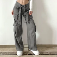 korean fashion cargo pants women high waist jeans casual hip hop denim baggy pants vintage y2k streetwear wide leg trousers