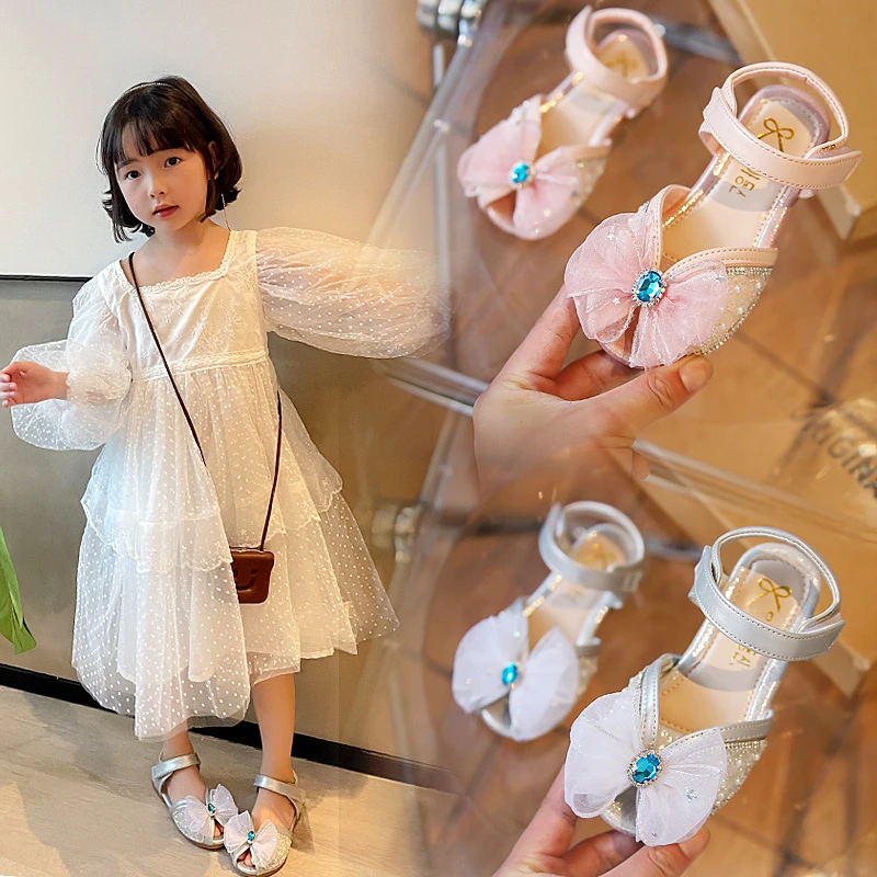 

Princess Sandals Girls Sandal 2023 Summer New Baby Childrren's Soft Pink Slippery Sandals Bowknot Shoes Baby Sandal LLGG-3009