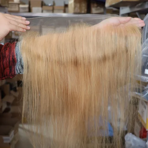 Опт # 27 Темно-медовый блондин, девственные бразильские человеческие волосы, кружевная фронтальная застежка 4x4,5x5,13x4,13x6, прозрачная фронтальная застежка