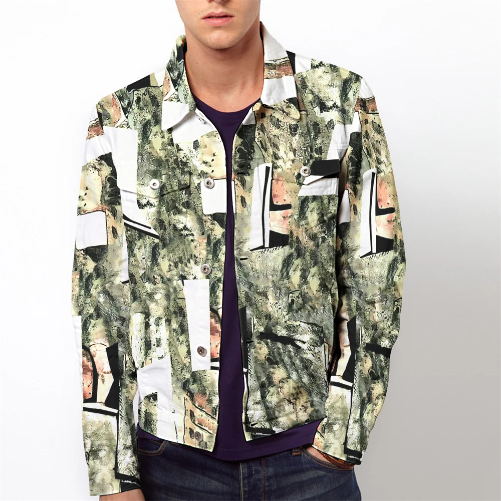 

2022 Autumn New Casual Long Sleeve Turndown Collar Tops Coat Fashion 3d Digital Printing Men's Jackets Outerwear for Men Clothes