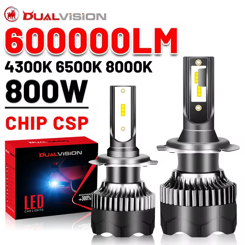 

Dualvision H4 LED H7 Canbus 600000 LM 800 Вт CSP чипы 4300K 6500K 8000K H1 H11 H8 HB3 9005 HB4 9006 2 шт. автомобильные фары мини-диод 12 В