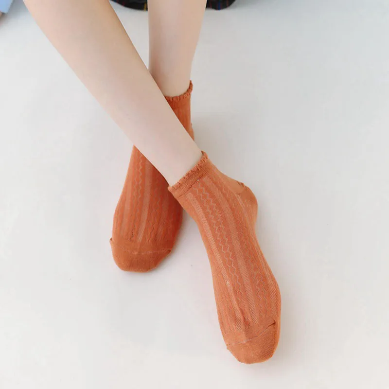 3 Pairs Women Short Socks Breathable Mesh Ultra-thin Solid Color Ladies Sock High Quality Cute Japanese Ankle Female Sox носки