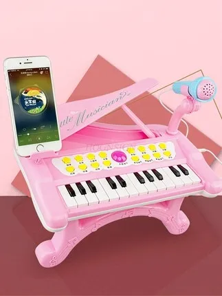 Children's electronic organ toy with microphone baby beginner can play music girl girl small piano multi-function images - 6