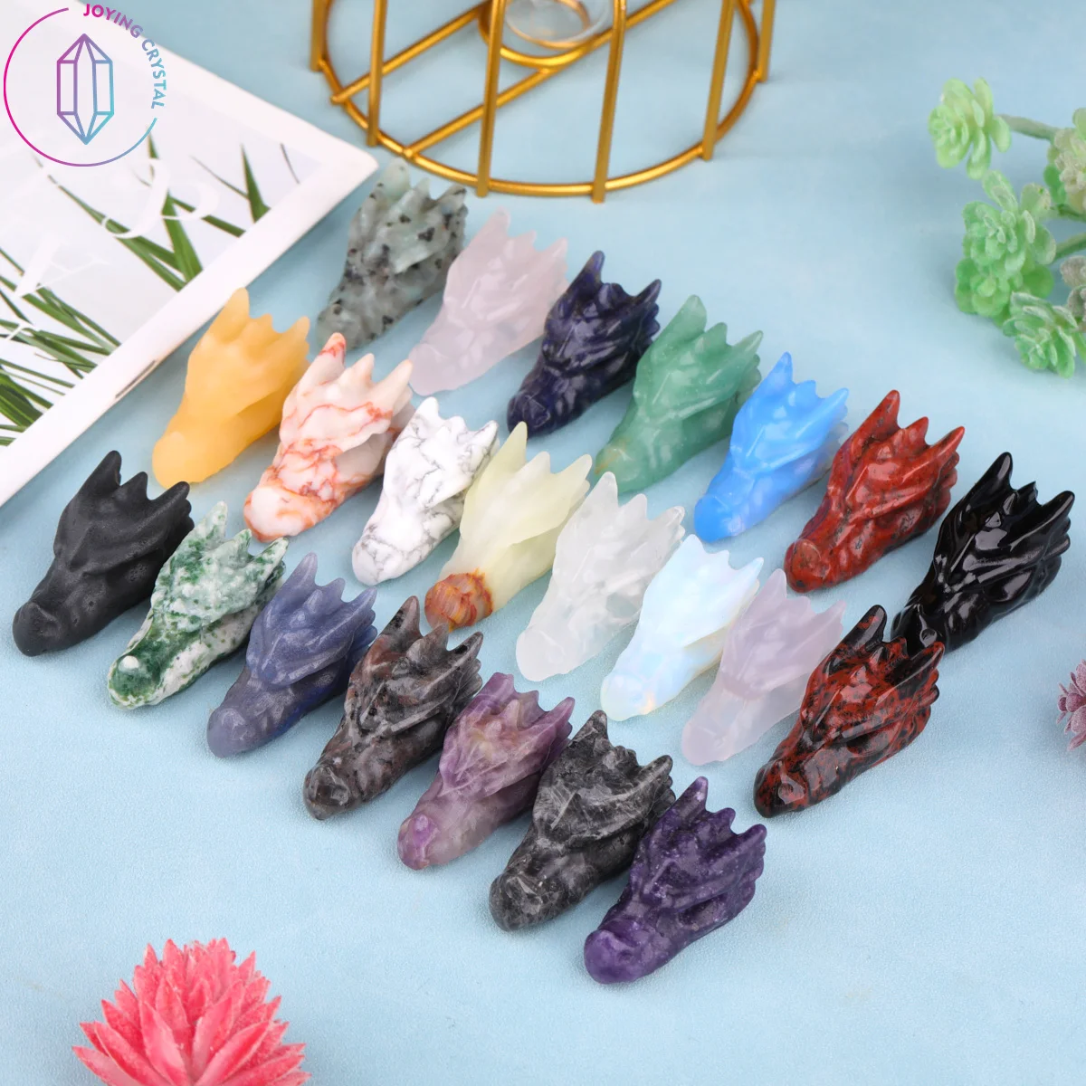 

1.5Inch Crystal Dragon Skull Carving Natural Gemstone Animal Statue Carved Healing Crystal Outdoor Home Decoration Ornament Gift