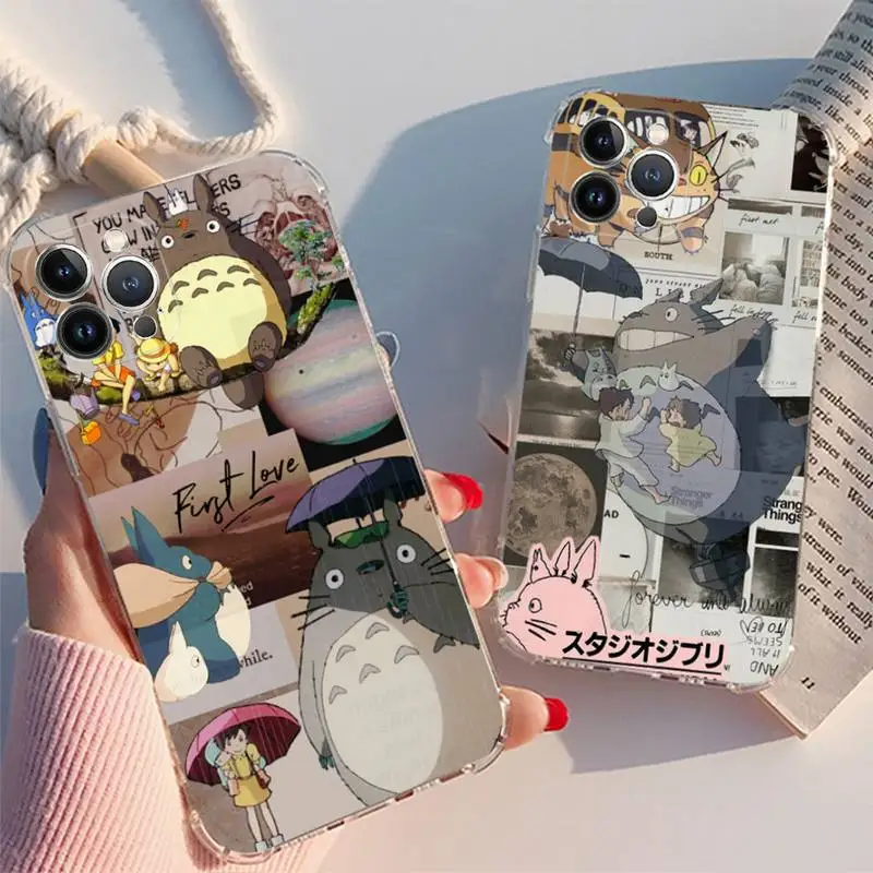

Cartoon Anime Happy Totoro Phone Case For iPhone XR X XS Max 14 13 Pro Max 11 12 Mini 6 7 8 plus SE 2020 Printing Cover