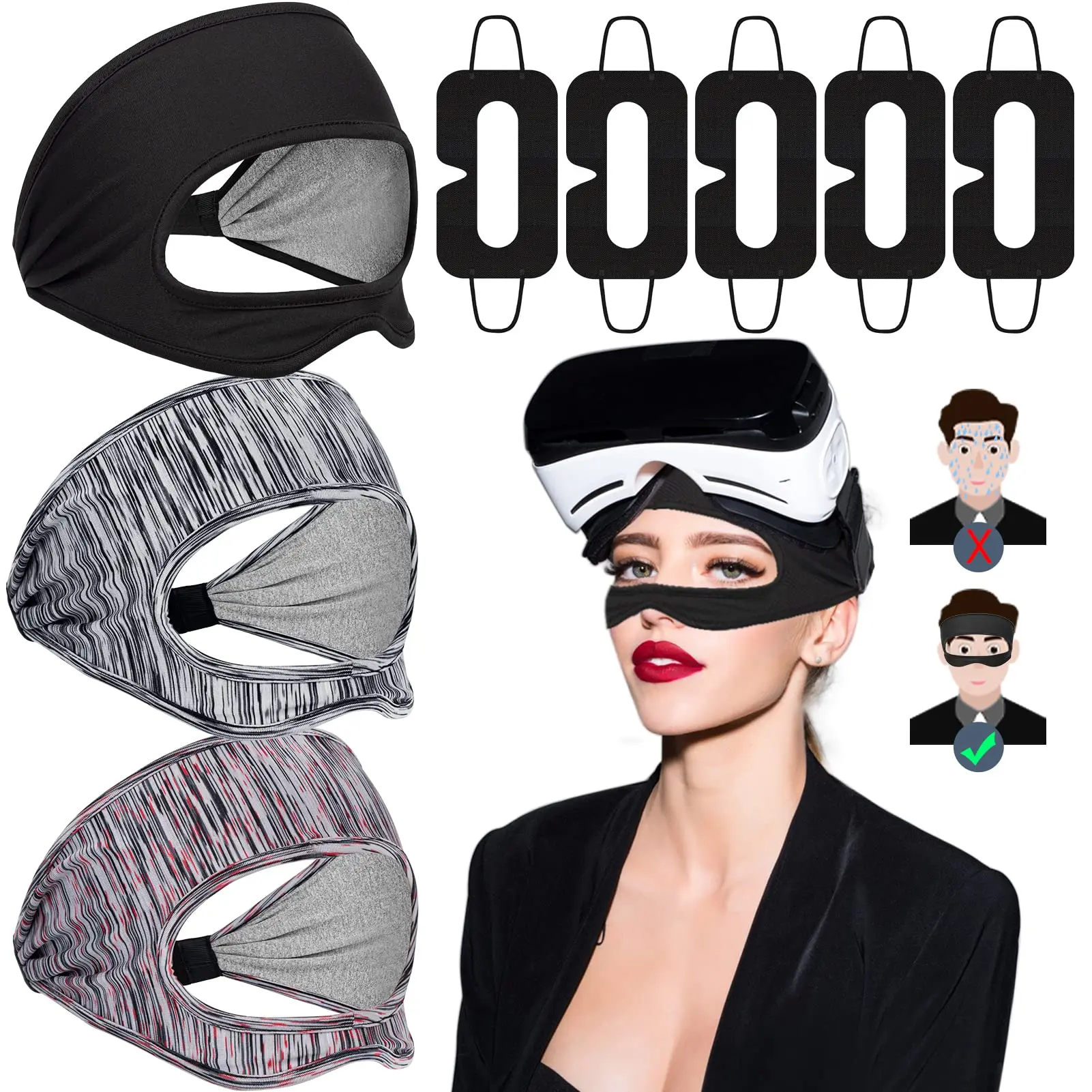 

50Pcs Eye Mask Cover for Oculus Quest 2 Adjustable Breathable Sweat Band Mask VR Headset for Oculus Quest 2 HTC Vive Accessories
